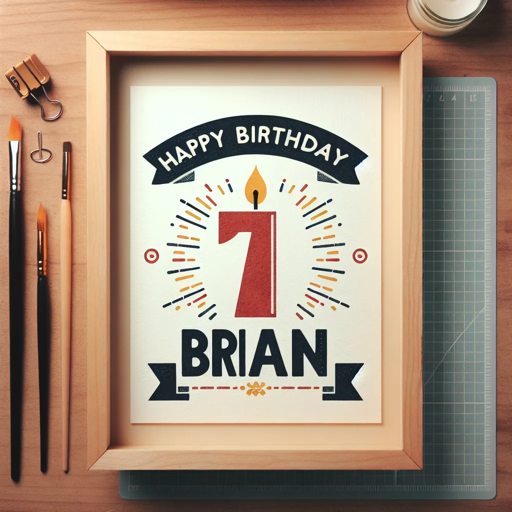 Happy 71st Birthday Brian with Candle Handcrafted DIY Style