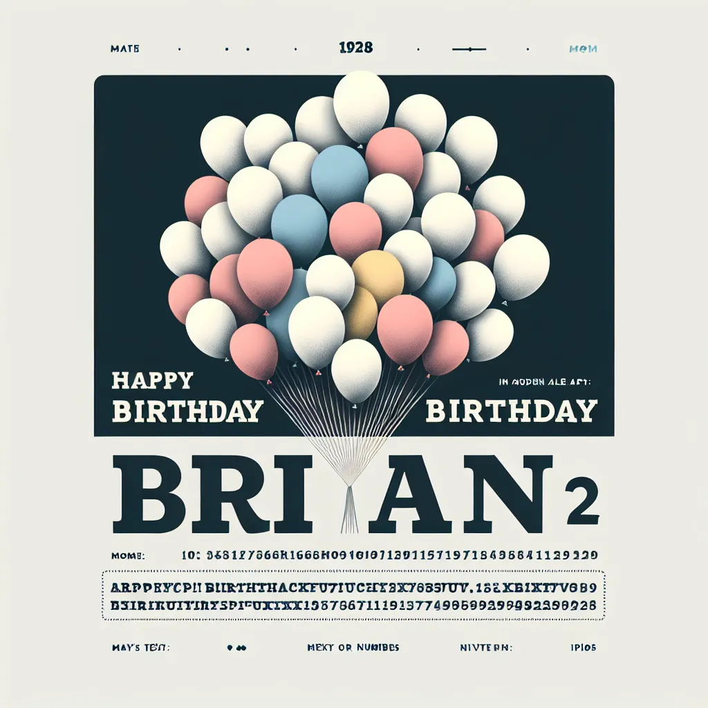 Happy 72nd Birthday Brian with Balloon Modern Minimalist Style