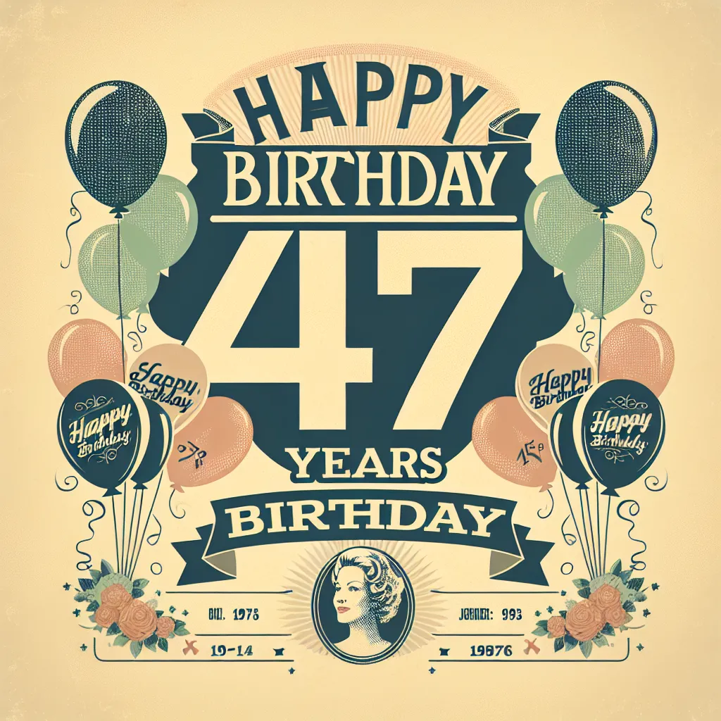 Happy 47th Birthday Brittany with Balloon Vintage Nostalgic Style