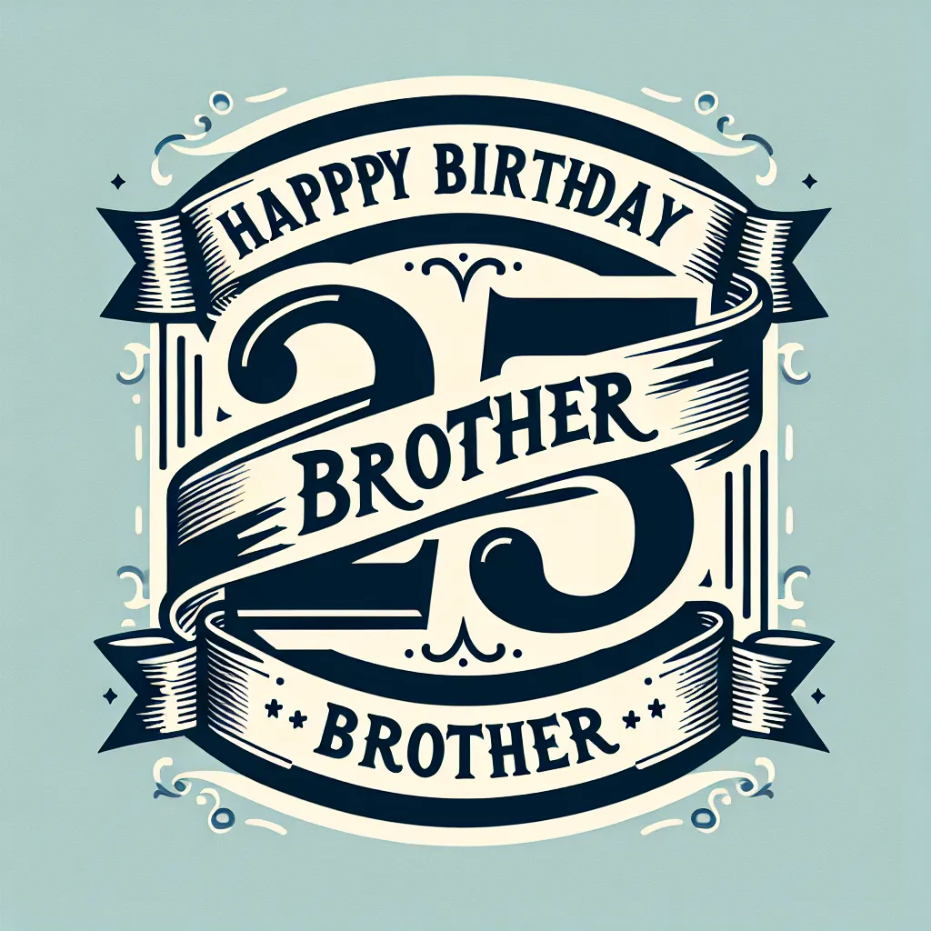 Happy 25th Birthday Brother with Ribbon Elegant Classic Style