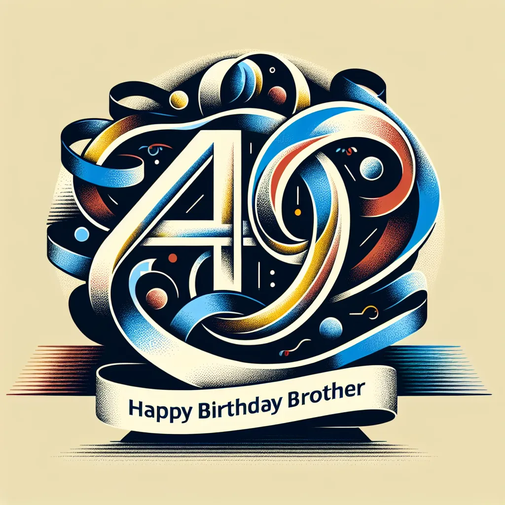 Happy 49th Birthday Brother with Ribbon Abstract Art Style