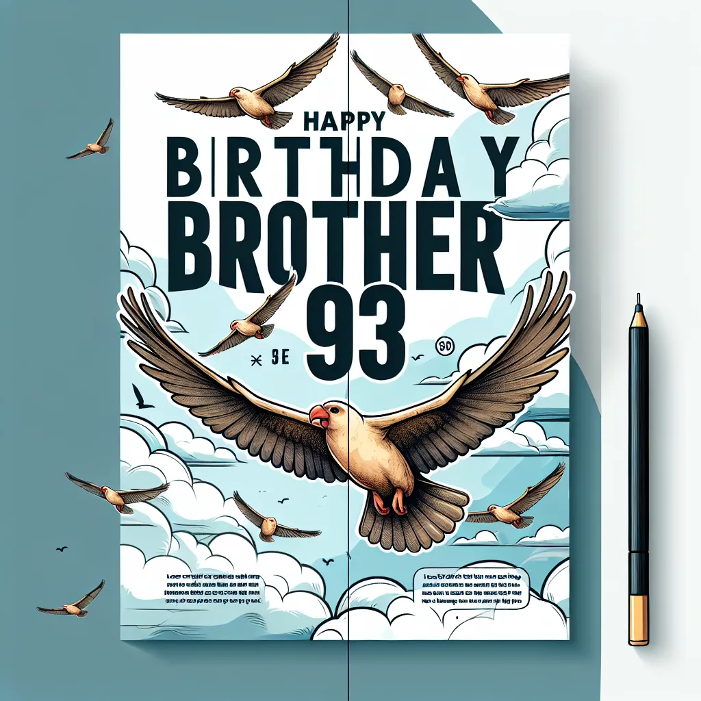 Happy 93rd Birthday Brother with Birds Illustration Cartoon Style