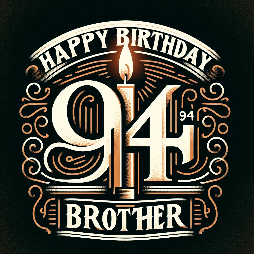 Happy 94th Birthday Brother with Candle Elegant Classic Style