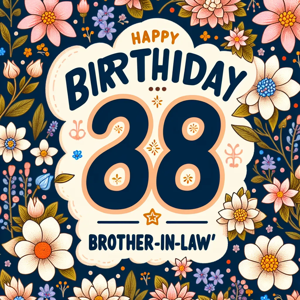 Happy 38th Birthday Brother-In-Law with Flowers Illustration Cartoon Style