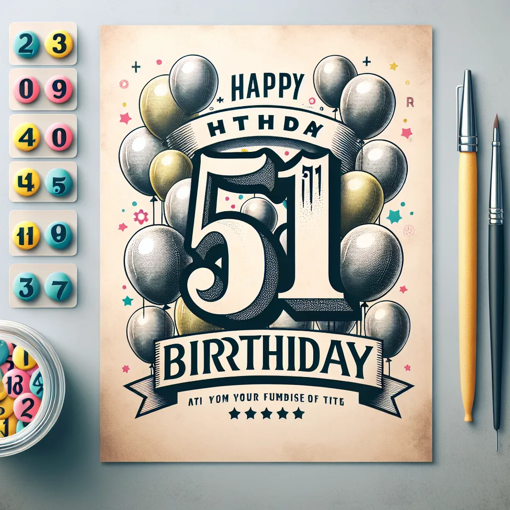 Happy 51st Birthday Bruce with Balloon Vintage Nostalgic Style