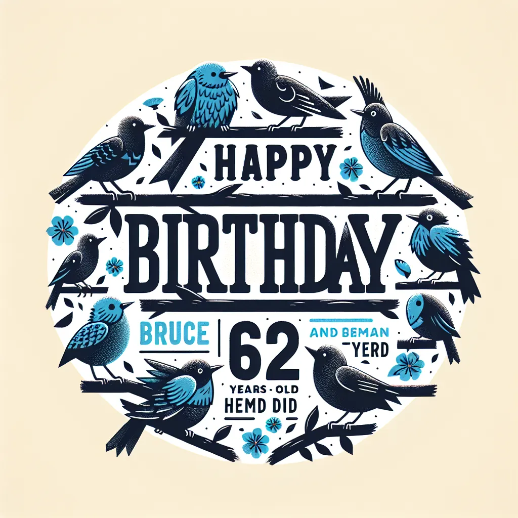 Happy 62nd Birthday Bruce with Birds Handcrafted DIY Style