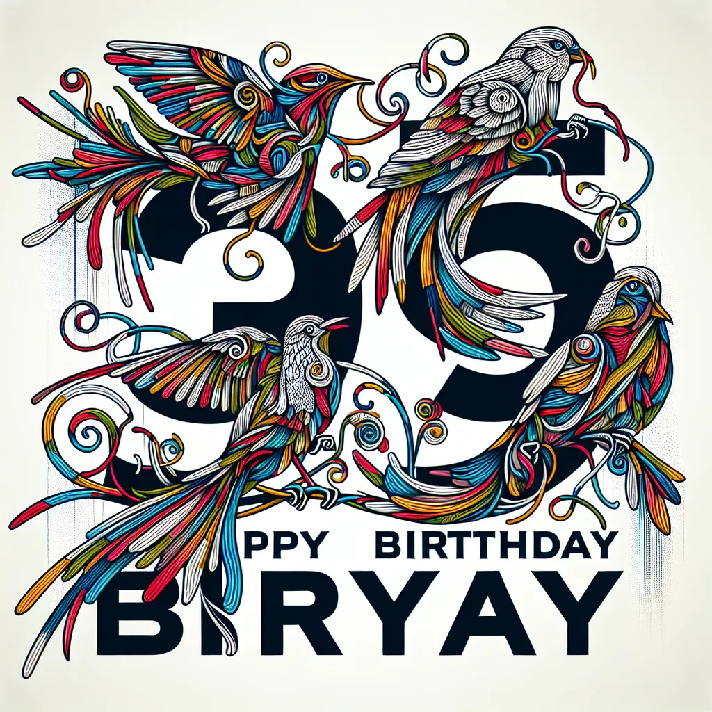 Happy 39th Birthday Bryan with Birds Abstract Art Style