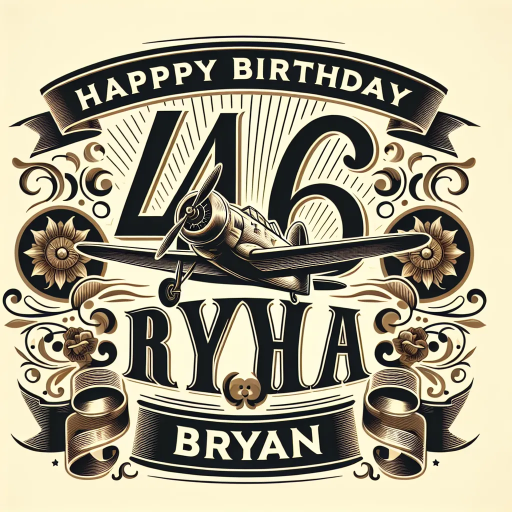 Happy 46th Birthday Bryan with Airplanes Elegant Classic Style