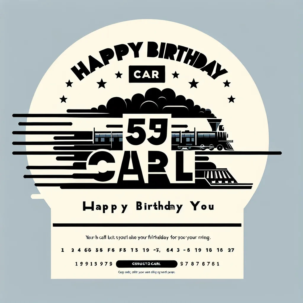 Happy 57th Birthday Carl with Train Modern Minimalist Style