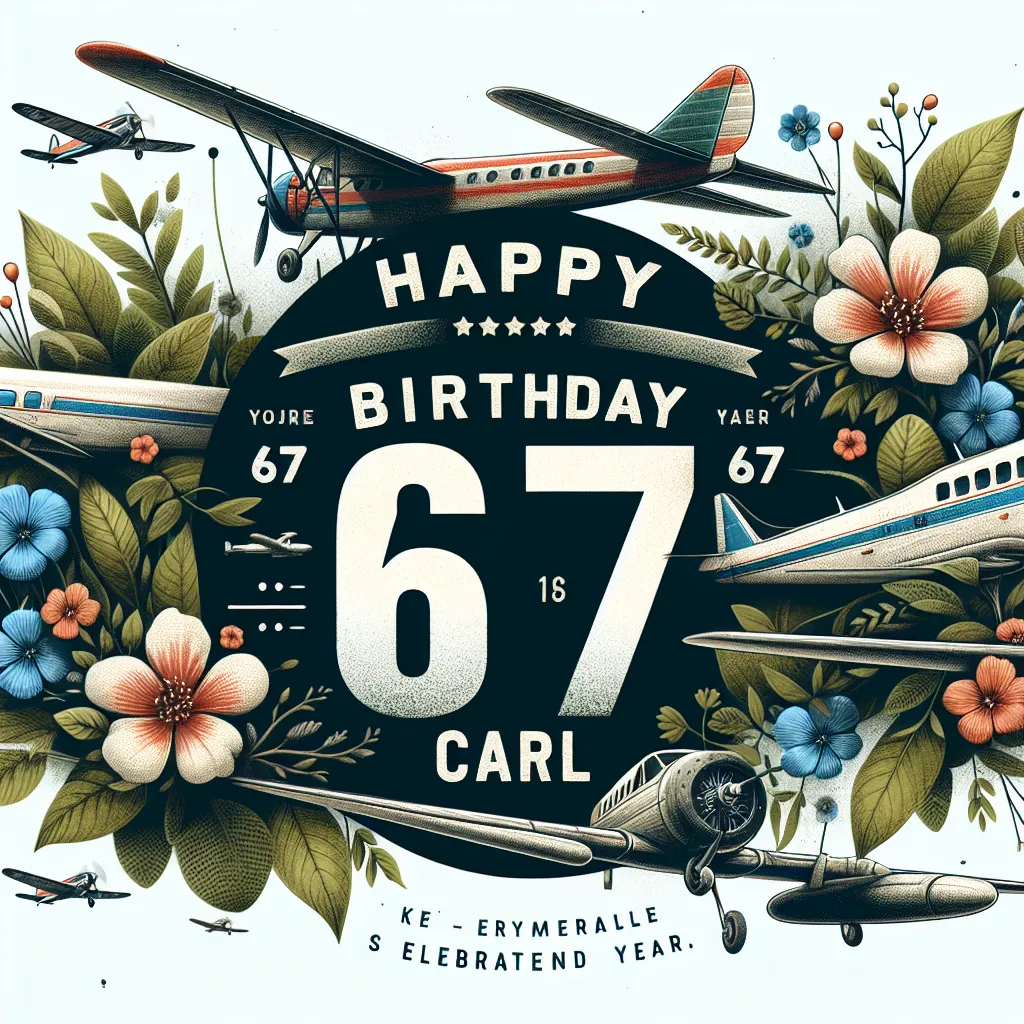 Happy 67th Birthday Carl with Airplanes Nature Floral Style