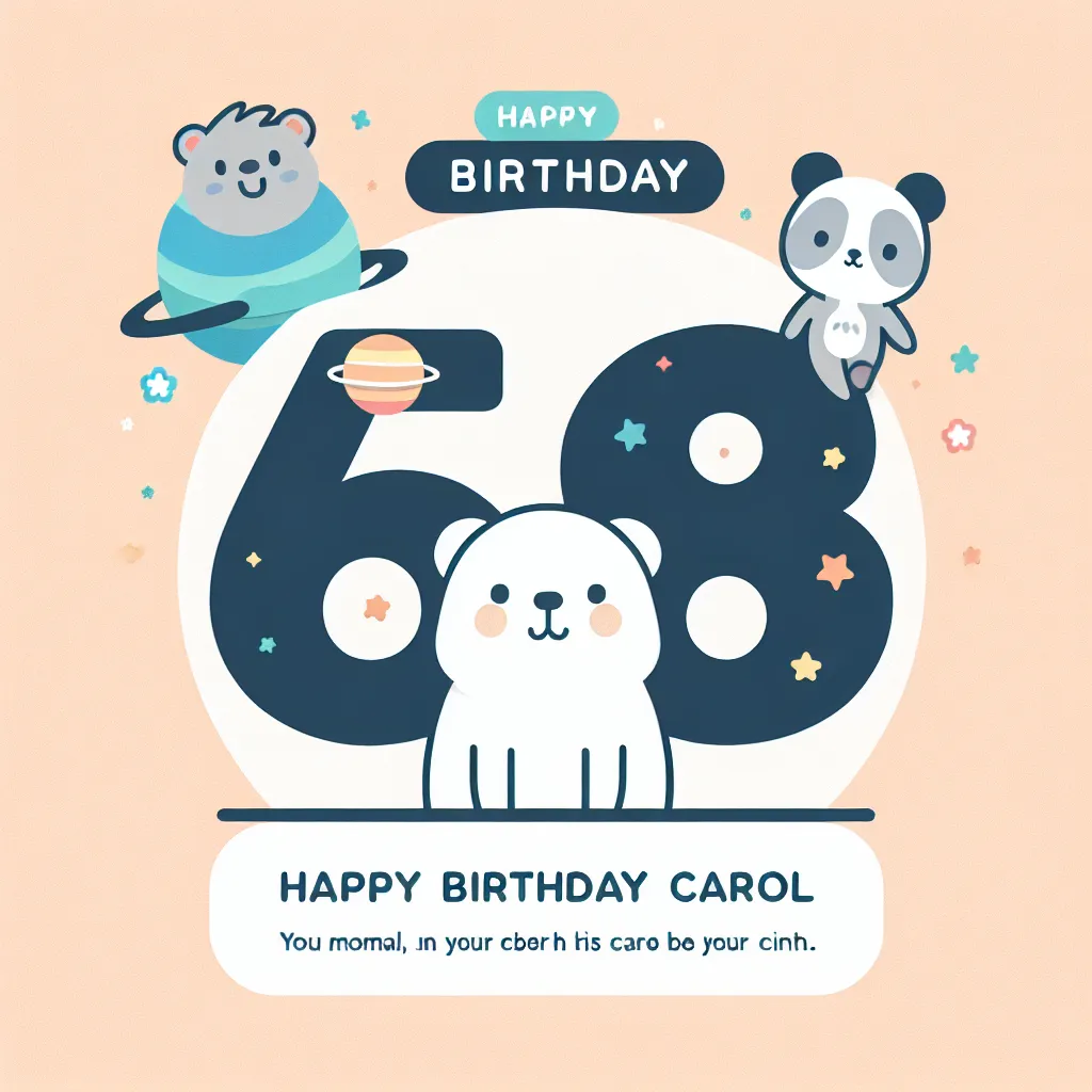 Happy 58th Birthday Carol with Cute Animals Modern Minimalist Style