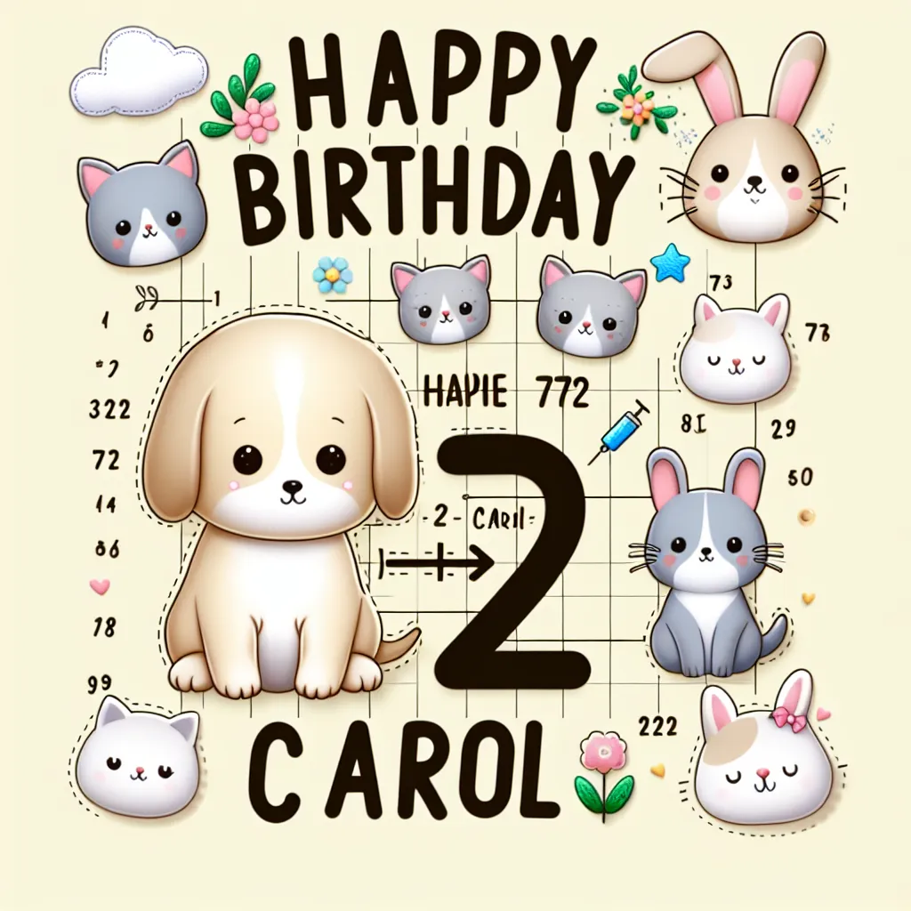 Happy 72nd Birthday Carol with Cute Animals Handcrafted DIY Style