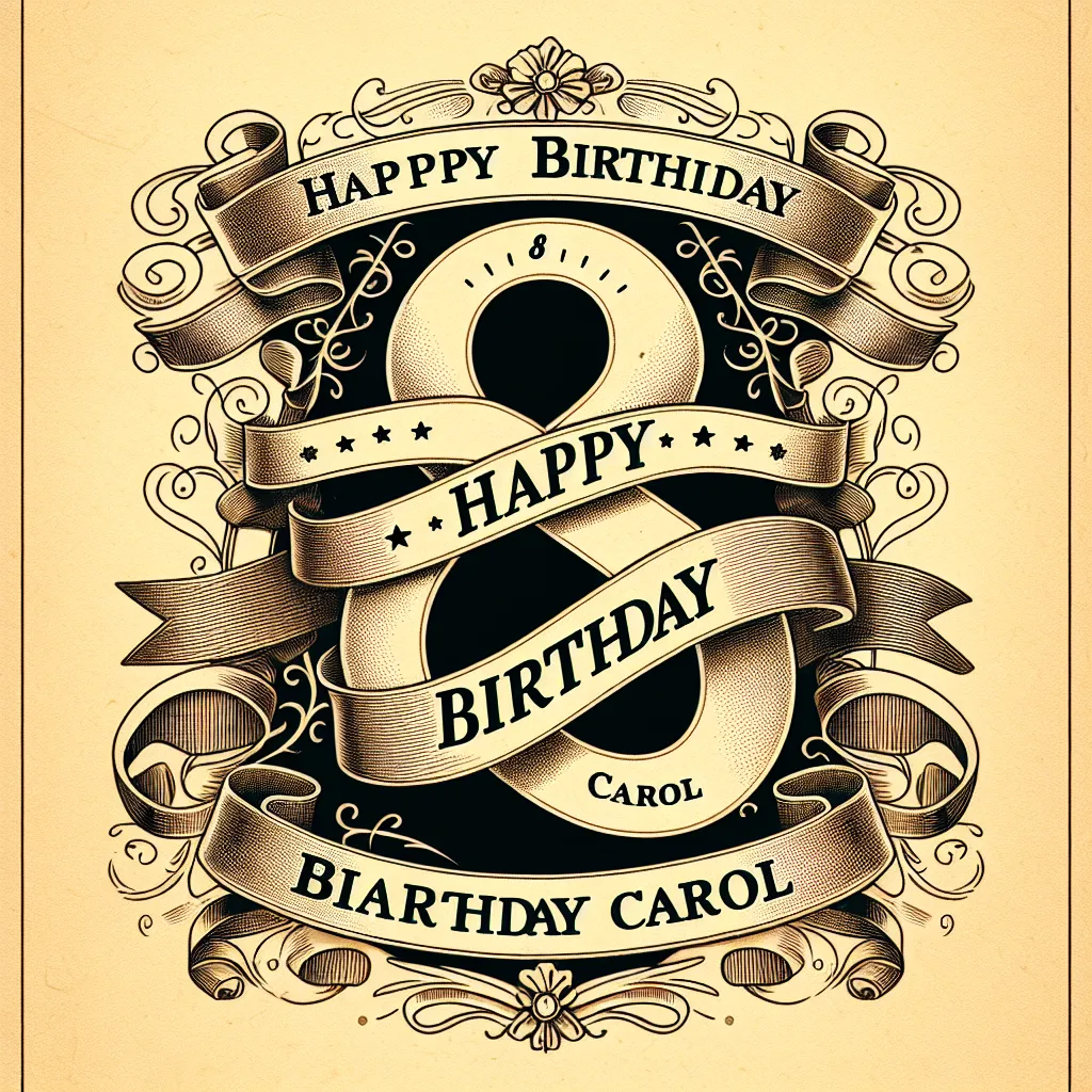 Happy 8th Birthday Carol with Ribbon Vintage Nostalgic Style