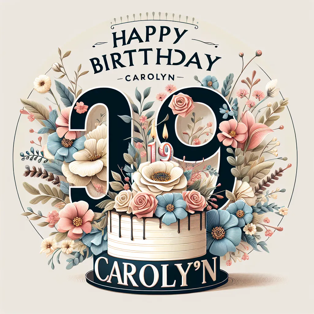 Happy 19th Birthday Carolyn with Cake Nature Floral Style