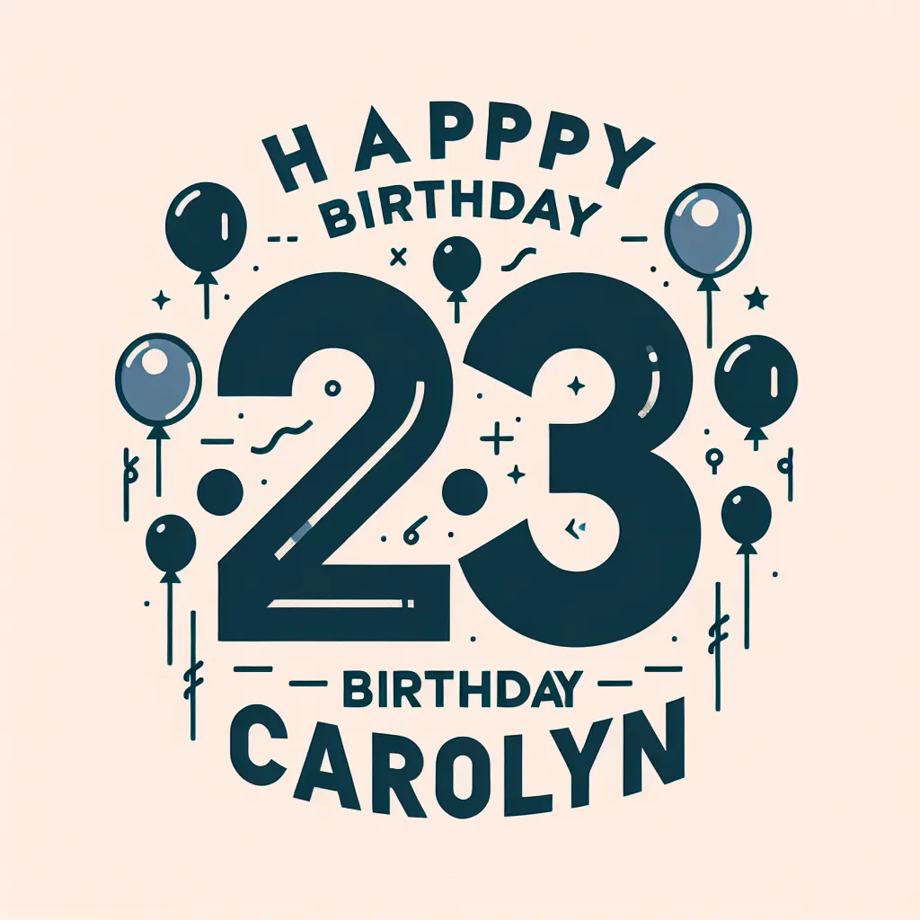 Happy 23rd Birthday Carolyn with Balloon Modern Minimalist Style