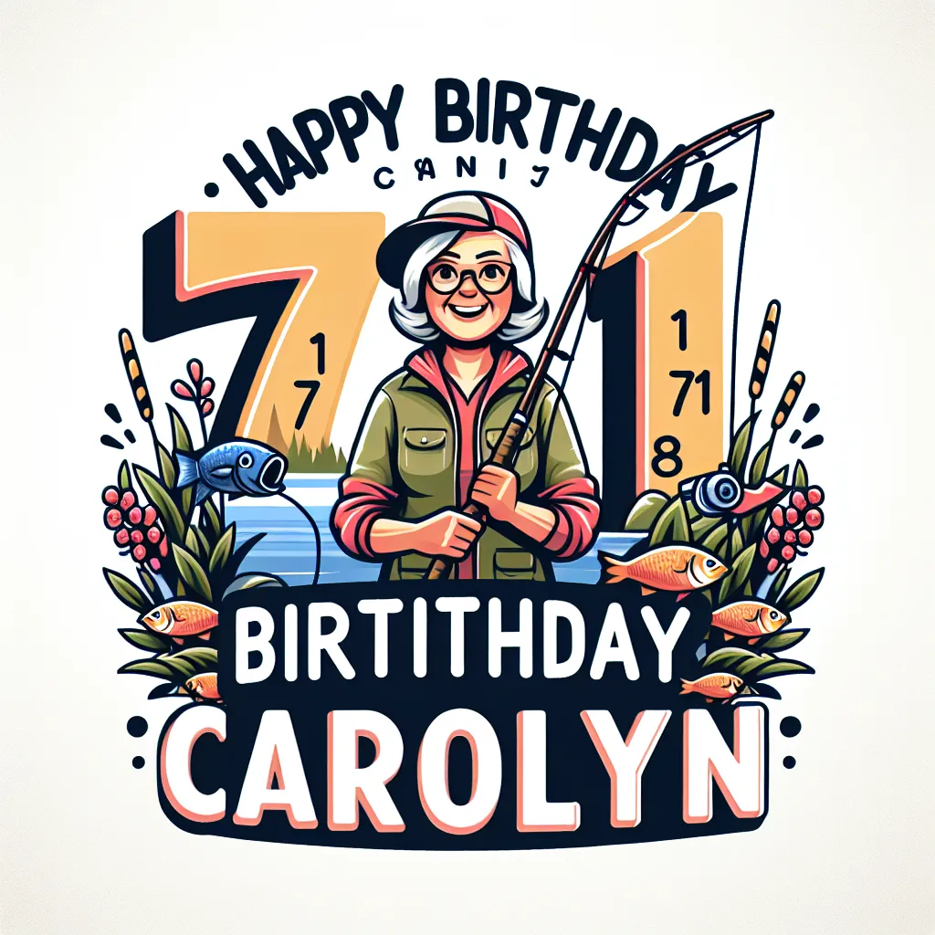 Happy 71st Birthday Carolyn with Fisherman Illustration Cartoon Style