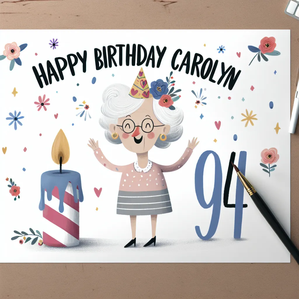 Happy 94th Birthday Carolyn with Candle Humorous Funny Style