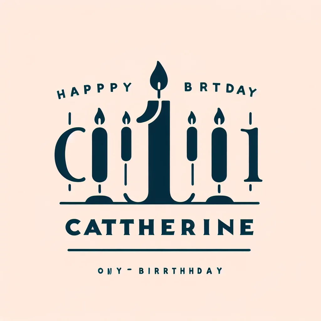 Happy 1st Birthday Catherine with Candle Modern Minimalist Style