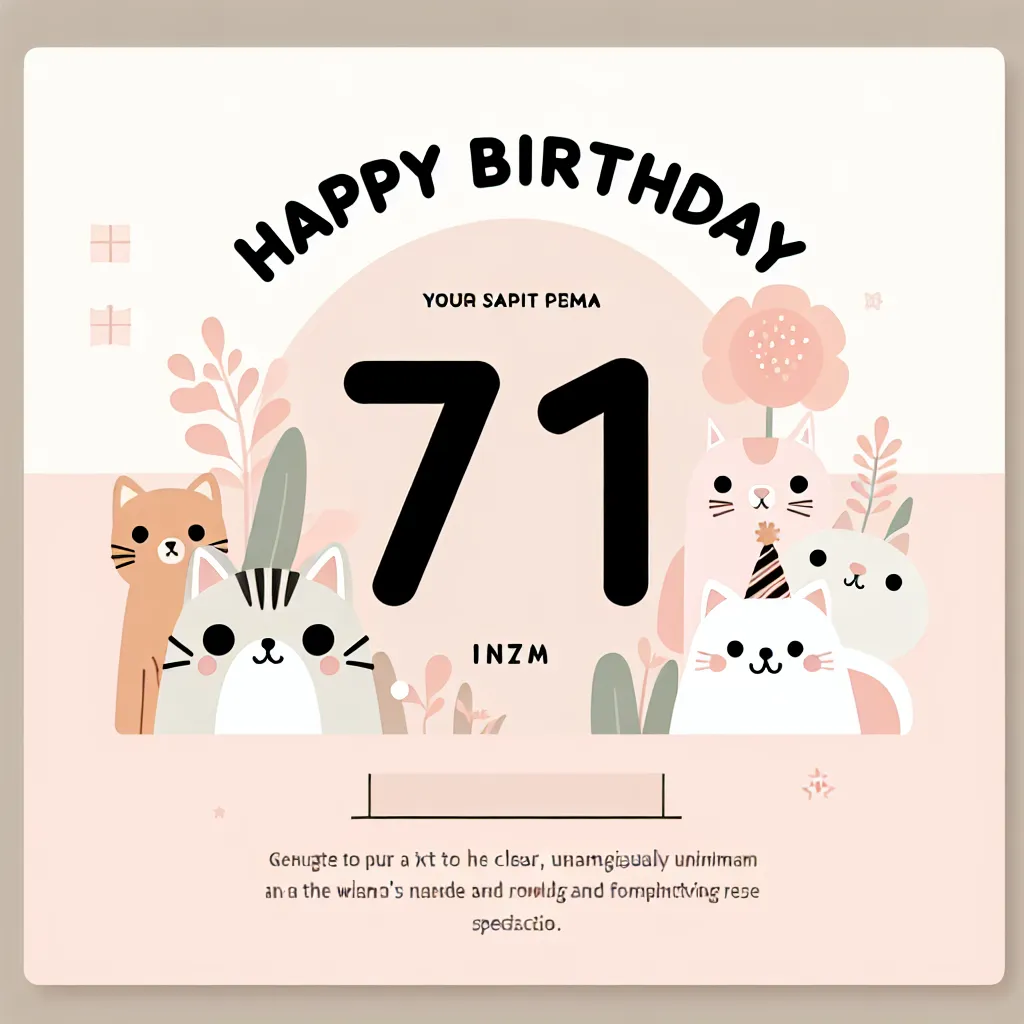 Happy 71st Birthday Catherine with Cute Animals Modern Minimalist Style