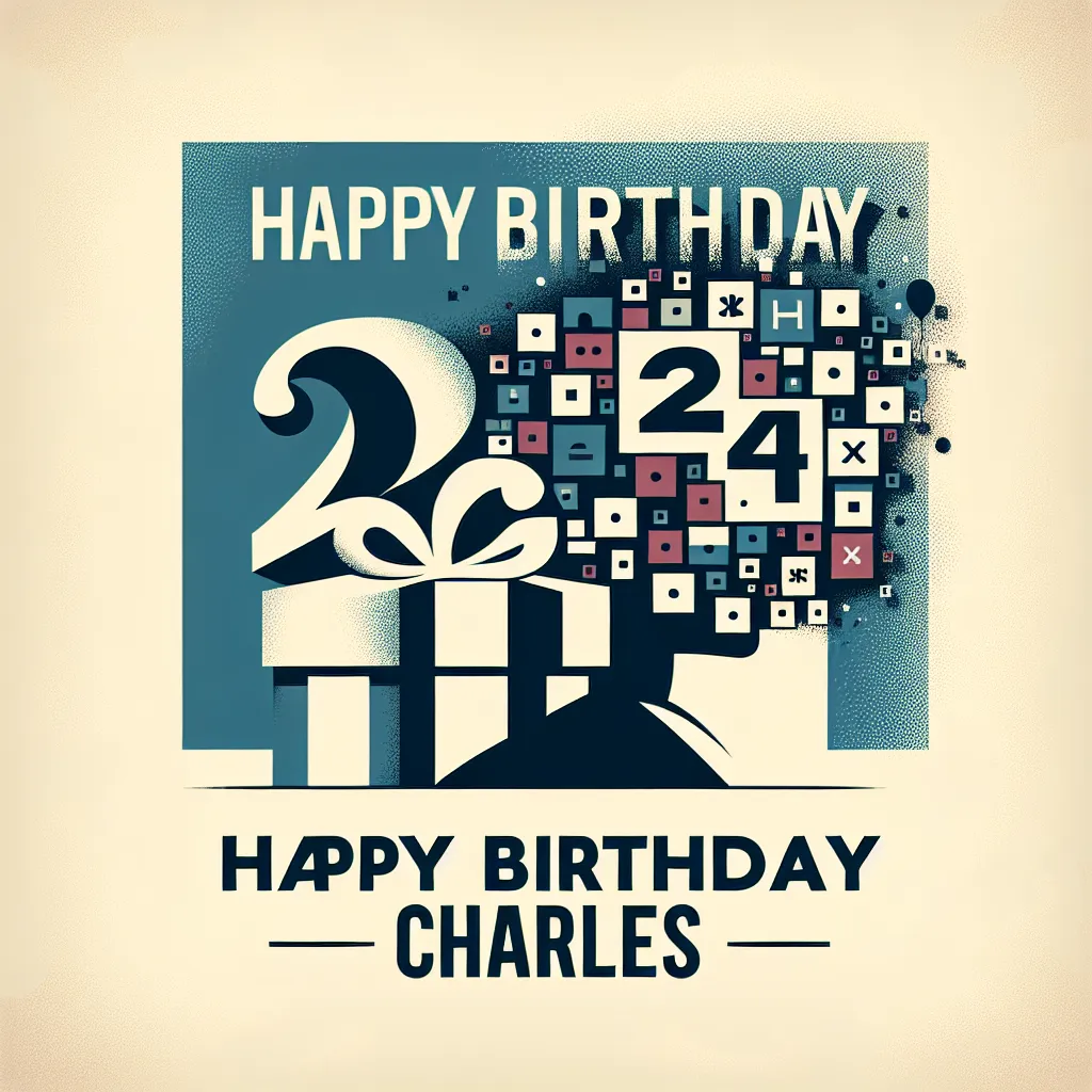 Happy 24th Birthday Charles with Gift Abstract Art Style