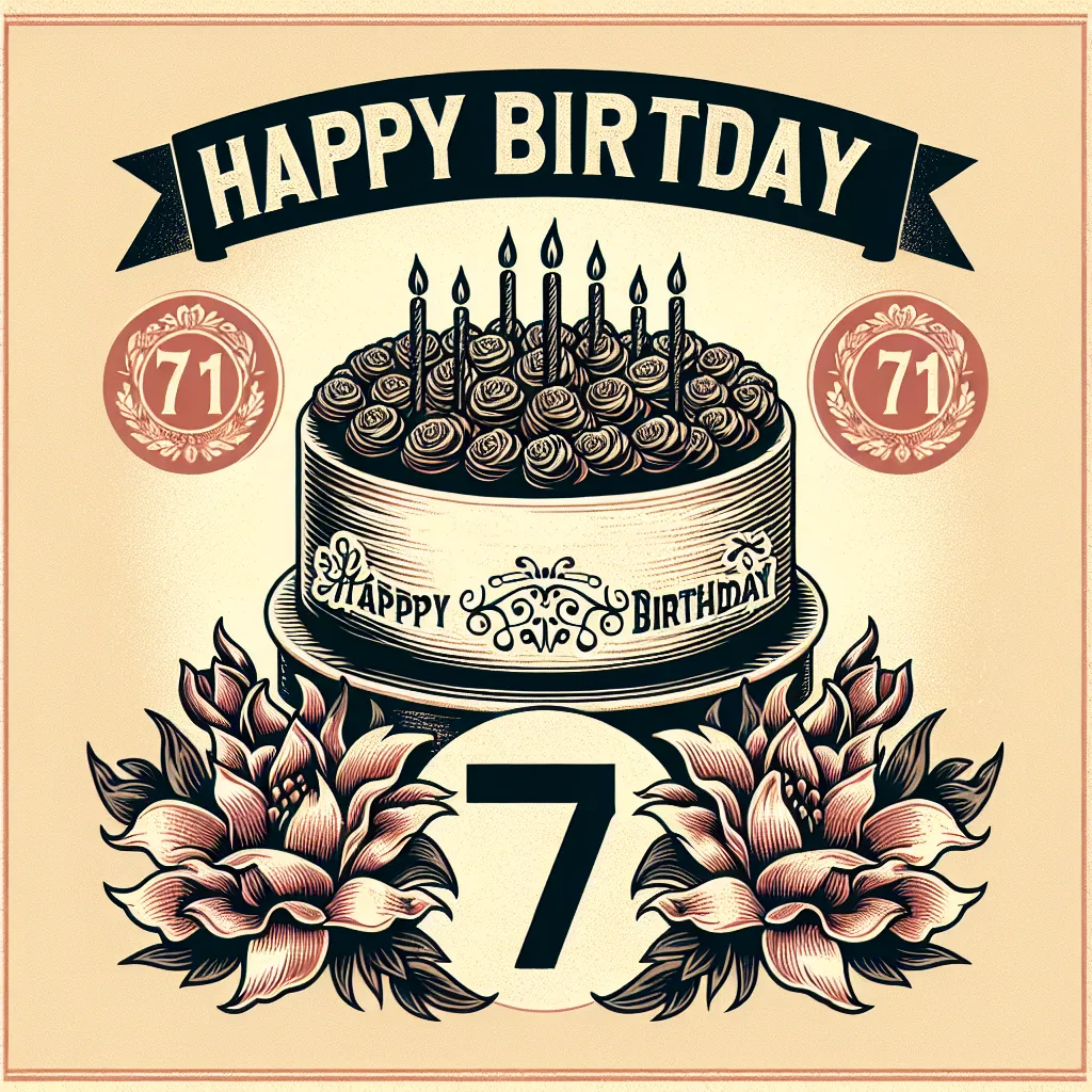 Happy 71st Birthday Charles with Cake Vintage Nostalgic Style