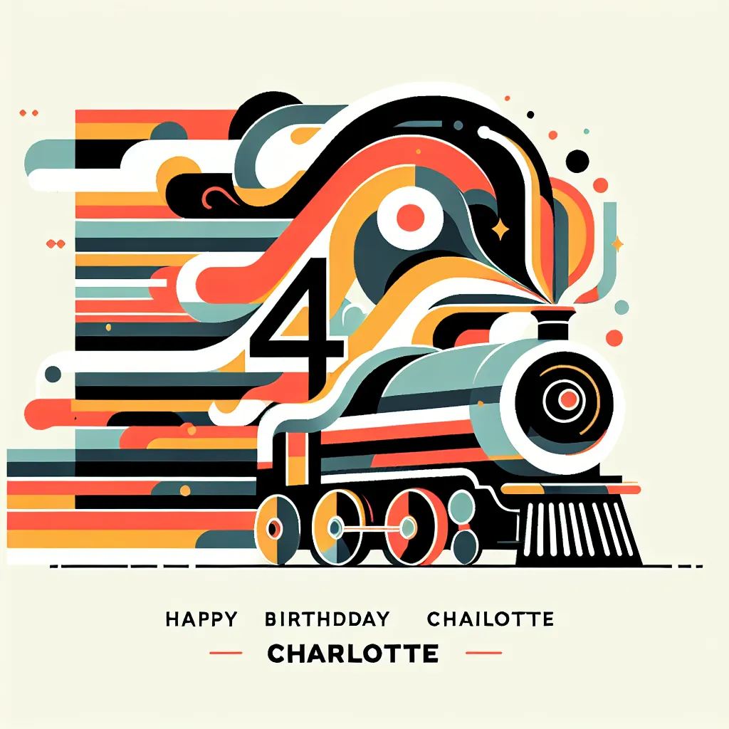 Happy 41st Birthday Charlotte with Train Abstract Art Style