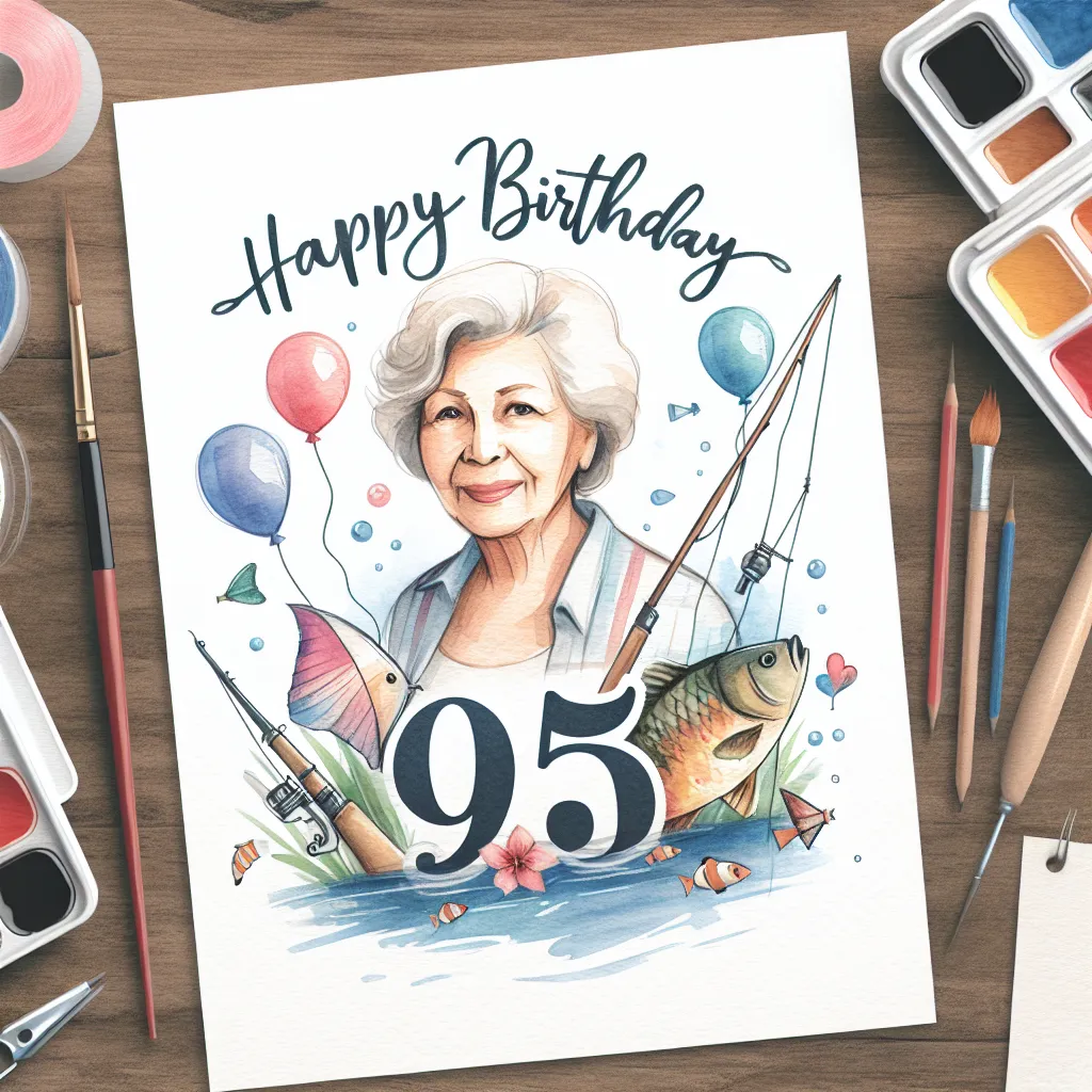 Happy 95th Birthday Cheryl with Fisherman Watercolor Style