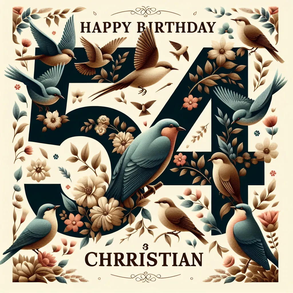 Happy 54th Birthday Christian with Birds Nature Floral Style