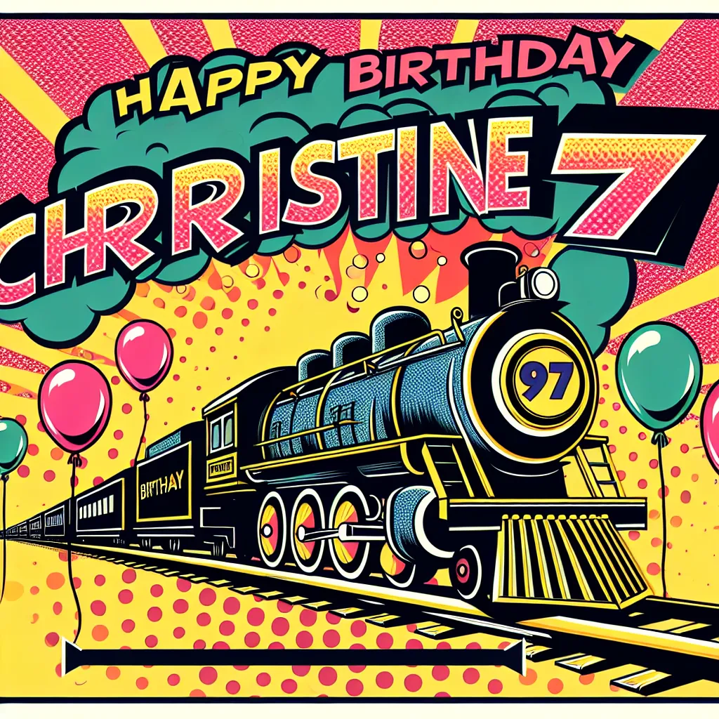 Happy 97th Birthday Christine with Train Pop Art Style