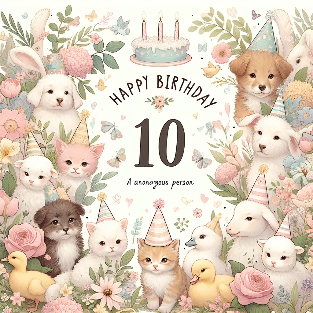 Happy 10th Birthday Christopher with Cute Animals Nature Floral Style