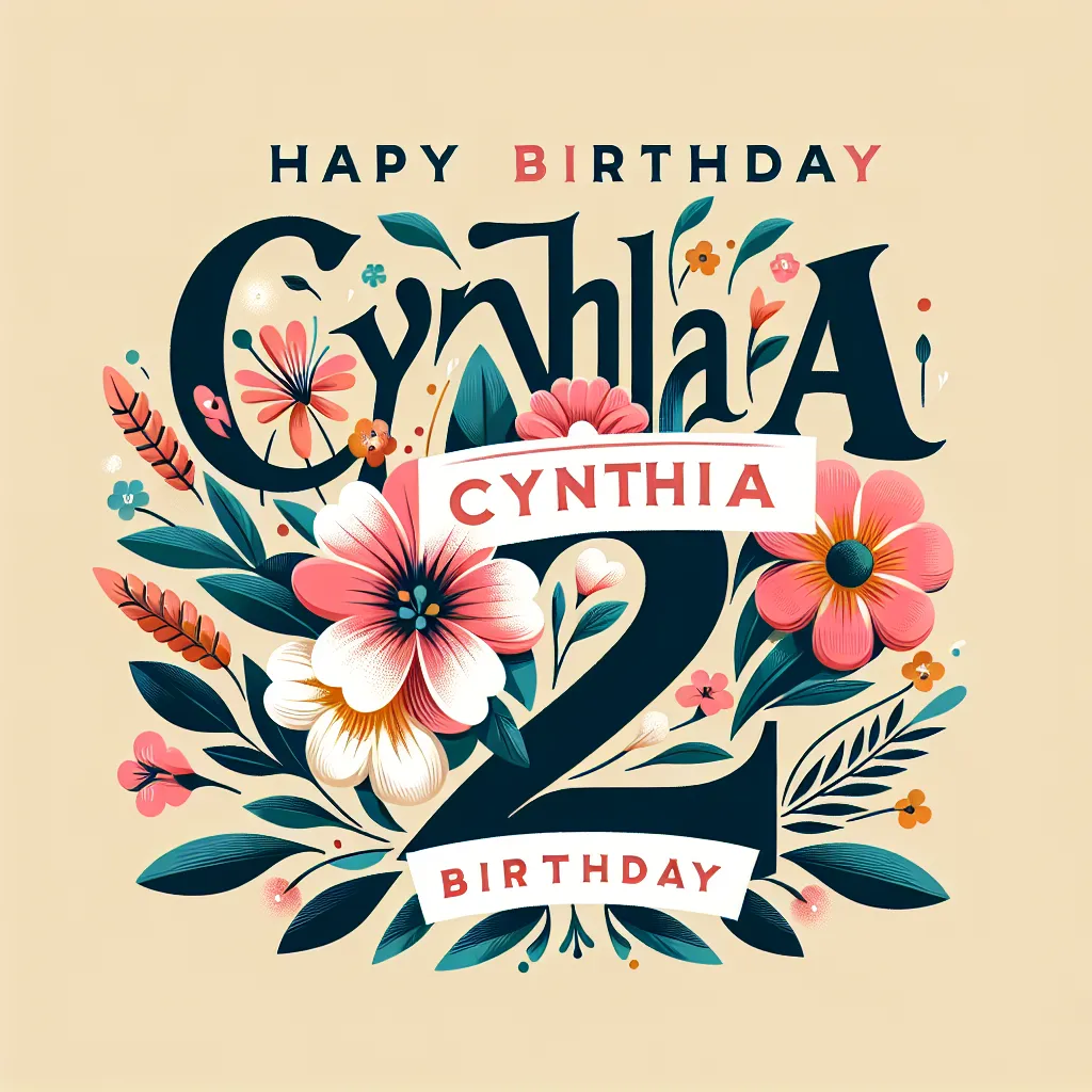 Happy 2nd Birthday Cynthia with Flowers Nature Floral Style