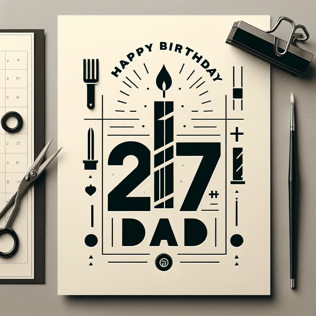 Happy 27th Birthday Dad with Candle Modern Minimalist Style