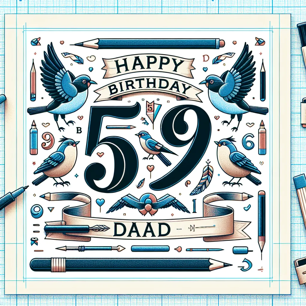 Happy 59th Birthday Dad with Birds Humorous Funny Style