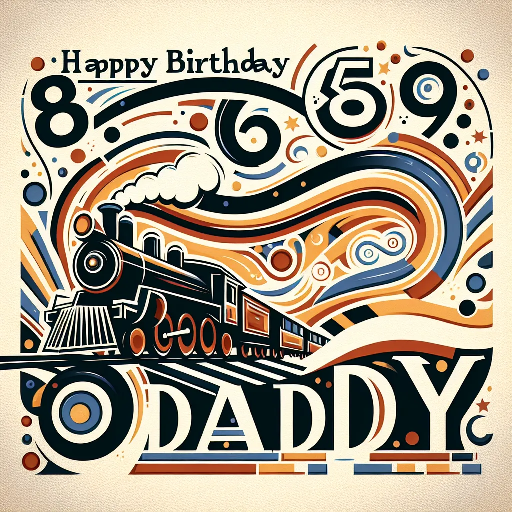 Happy 85th Birthday Daddy with Train Abstract Art Style