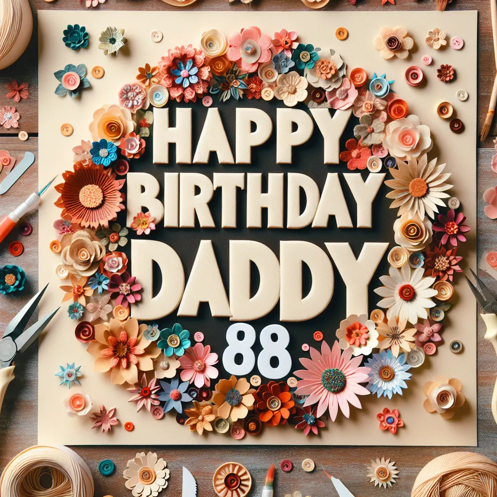 Happy 88th Birthday Daddy with Flowers Handcrafted DIY Style