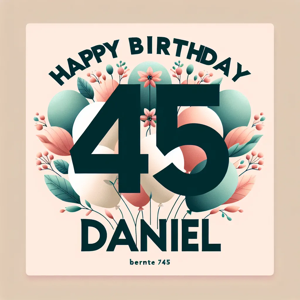 Happy 45th Birthday Daniel with Balloon Nature Floral Style