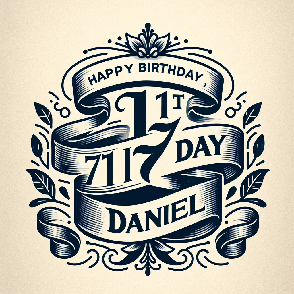 Happy 71st Birthday Daniel with Ribbon Elegant Classic Style