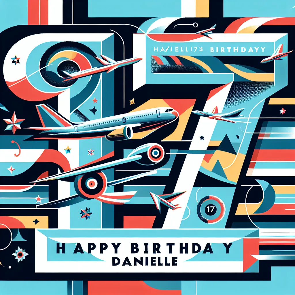 Happy 17th Birthday Danielle with Airplanes Abstract Art Style