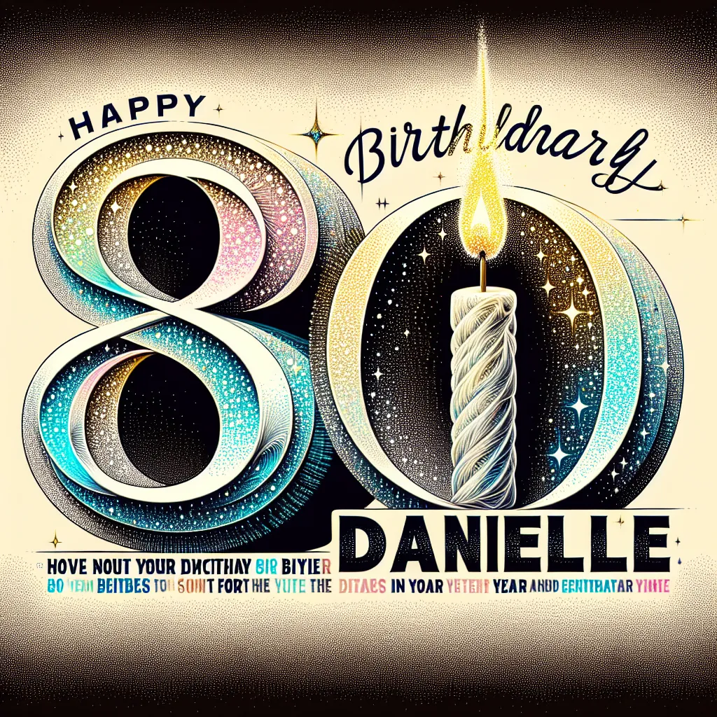 Happy 80th Birthday Danielle with Candle Abstract Art Style
