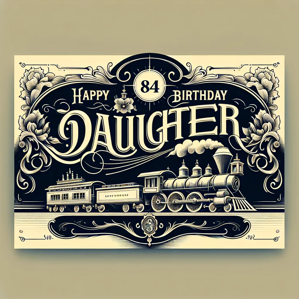 Happy 84th Birthday Daughter with Train Elegant Classic Style