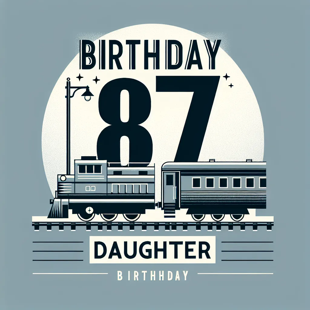 Happy 87th Birthday Daughter with Train Modern Minimalist Style