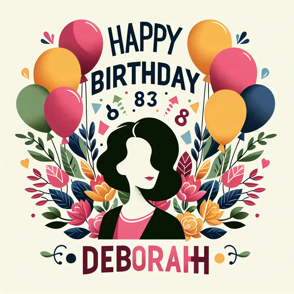 Happy 83rd Birthday Deborah with Balloon Nature Floral Style
