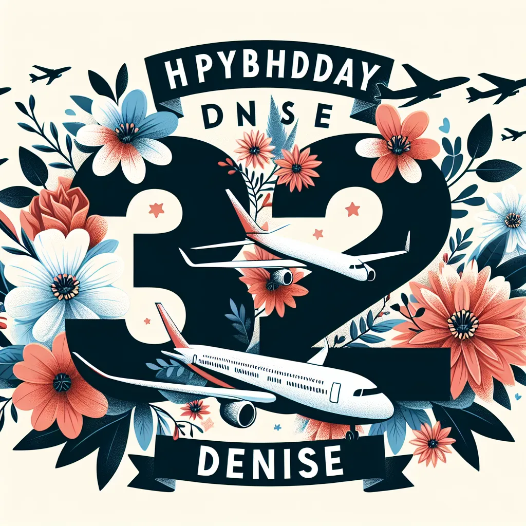 Happy 32nd Birthday Denise with Airplanes Nature Floral Style