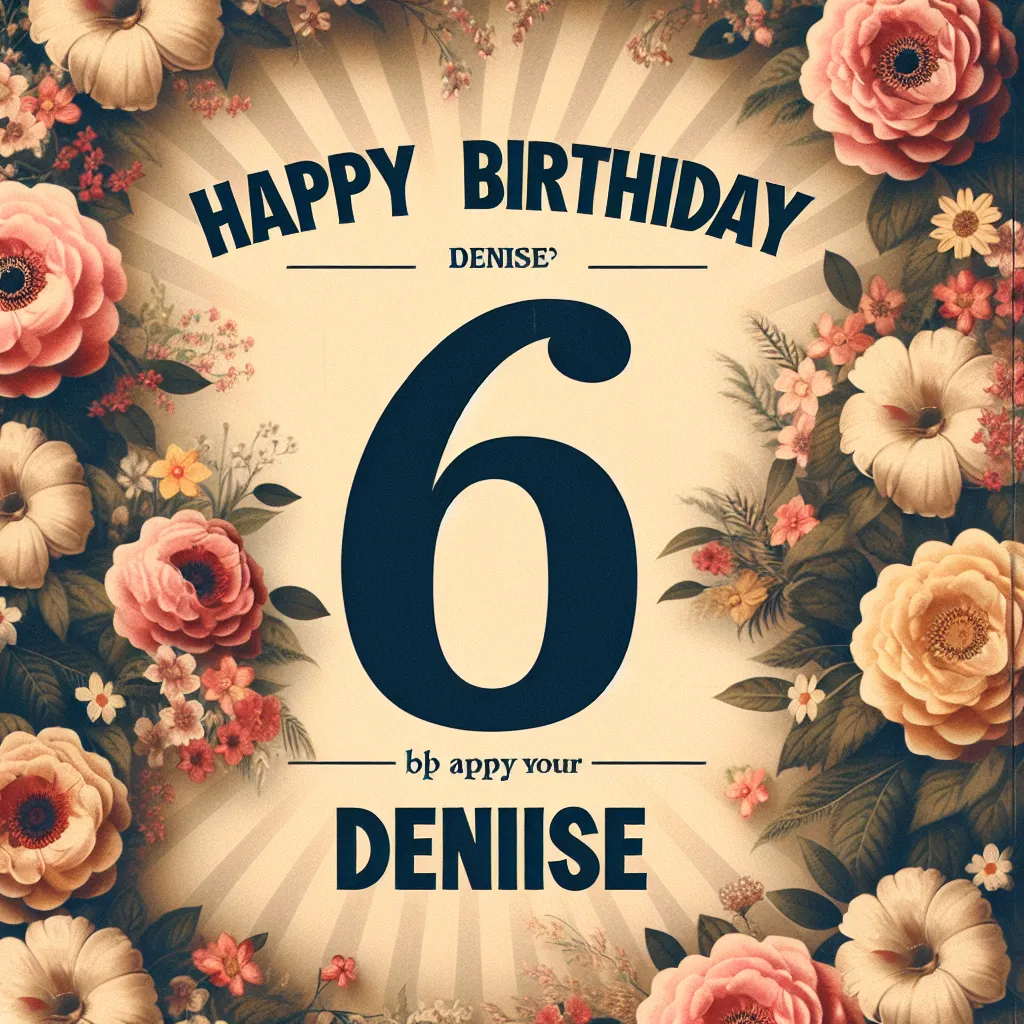 Happy 6th Birthday Denise with Flowers Vintage Nostalgic Style