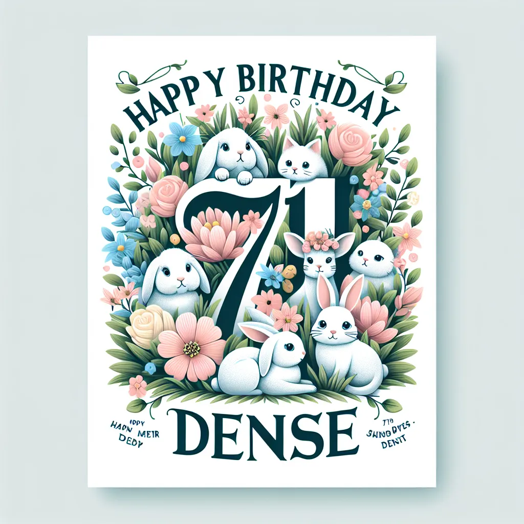 Happy 71st Birthday Denise with Cute Animals Nature Floral Style