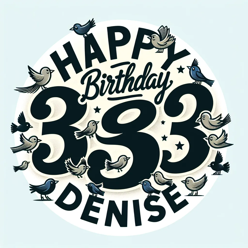 Happy 83rd Birthday Denise with Birds Illustration Cartoon Style