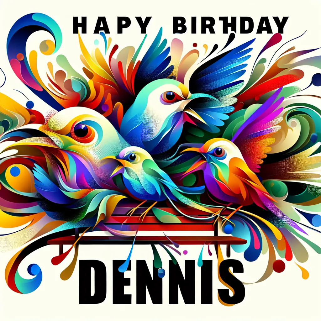 Happy 95th Birthday Dennis with Birds Abstract Art Style