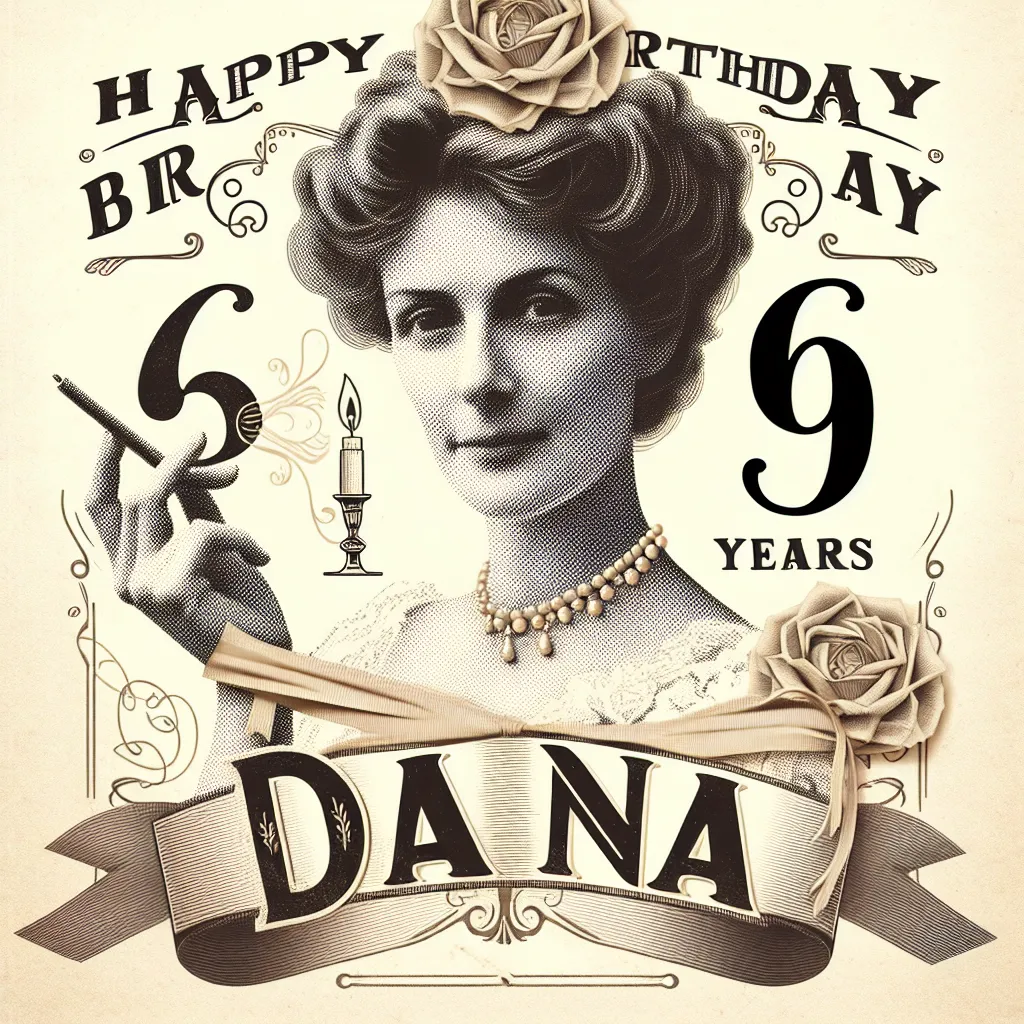 Happy 69th Birthday Diana with Ribbon Vintage Nostalgic Style