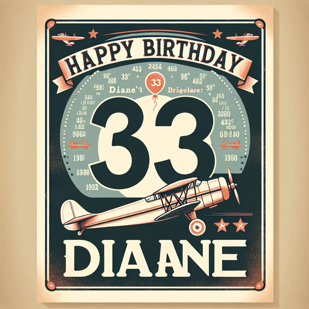Happy 33rd Birthday Diane with Airplanes Vintage Nostalgic Style
