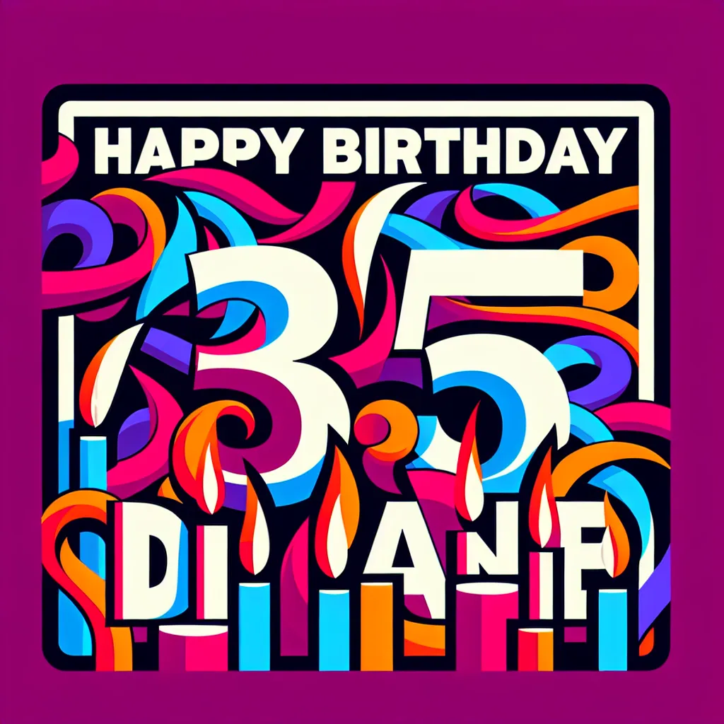 Happy 35th Birthday Diane with Candle Pop Art Style